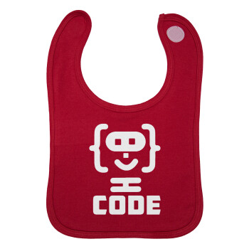 Code Heroes symbol, Σαλιάρα με Σκρατς Κόκκινη 100% Organic Cotton (0-18 months)