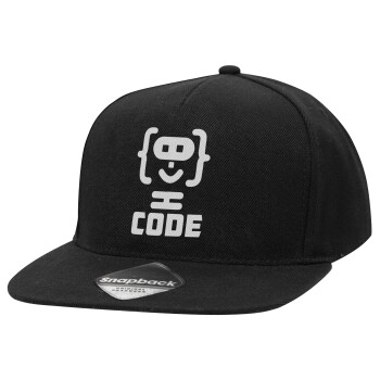 Code Heroes symbol, Καπέλο Ενηλίκων Flat Snapback Μαύρο, (POLYESTER, ΕΝΗΛΙΚΩΝ, UNISEX, ONE SIZE)