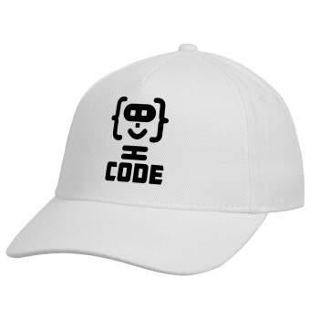 Code Heroes symbol, Καπέλο παιδικό Baseball, Drill, Λευκό (100% ΒΑΜΒΑΚΕΡΟ, ΠΑΙΔΙΚΟ, UNISEX, ONE SIZE)