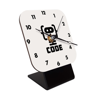 Code Heroes symbol, Επιτραπέζιο ρολόι ξύλινο με δείκτες (10cm)