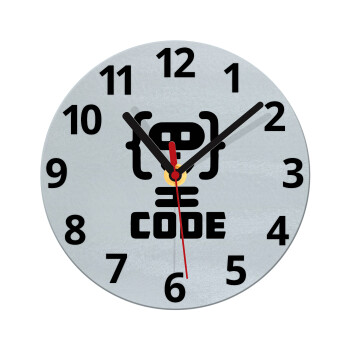 Code Heroes symbol, Ρολόι τοίχου γυάλινο (20cm)