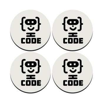 Code Heroes symbol, SET of 4 round wooden coasters (9cm)