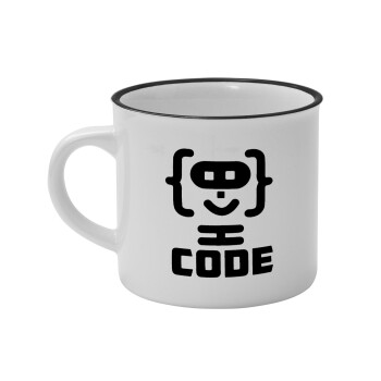 Code Heroes symbol, Κούπα κεραμική vintage Λευκή/Μαύρη 230ml