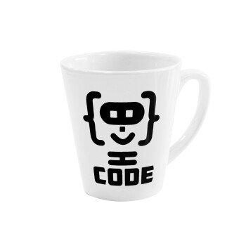 Code Heroes symbol, Κούπα κωνική Latte Λευκή, κεραμική, 300ml