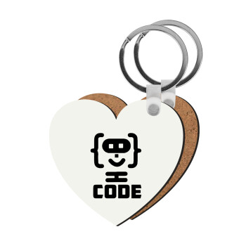 Code Heroes symbol, Μπρελόκ Ξύλινο καρδιά MDF