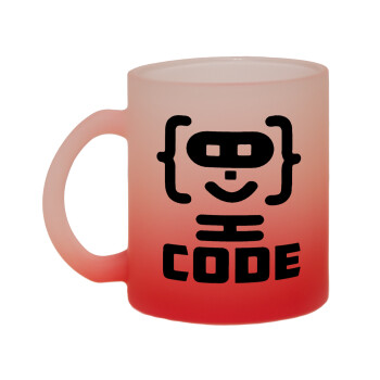 Code Heroes symbol, Κούπα γυάλινη δίχρωμη με βάση το κόκκινο ματ, 330ml
