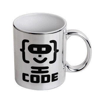 Code Heroes symbol, Mug ceramic, silver mirror, 330ml