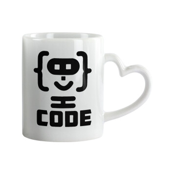 Code Heroes symbol, Mug heart handle, ceramic, 330ml