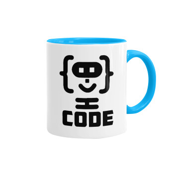 Code Heroes symbol, Κούπα χρωματιστή γαλάζια, κεραμική, 330ml