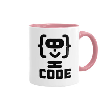 Code Heroes symbol, Κούπα χρωματιστή ροζ, κεραμική, 330ml