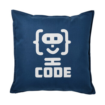 Code Heroes symbol, Sofa cushion Blue 50x50cm includes filling