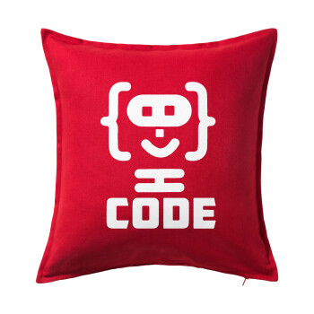 Code Heroes symbol, Μαξιλάρι καναπέ Κόκκινο 100% βαμβάκι, περιέχεται το γέμισμα (50x50cm)