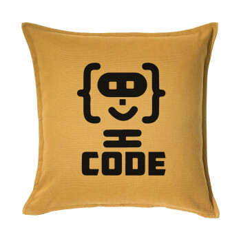Code Heroes symbol, Μαξιλάρι καναπέ Κίτρινο 100% βαμβάκι, περιέχεται το γέμισμα (50x50cm)