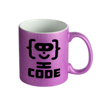 Code Heroes symbol, Κούπα Μωβ Glitter που γυαλίζει, κεραμική, 330ml