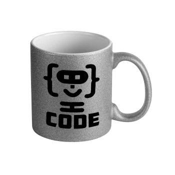 Code Heroes symbol, Κούπα Ασημένια Glitter που γυαλίζει, κεραμική, 330ml