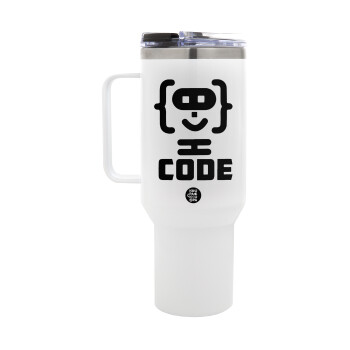 Code Heroes symbol, Mega Stainless steel Tumbler with lid, double wall 1,2L