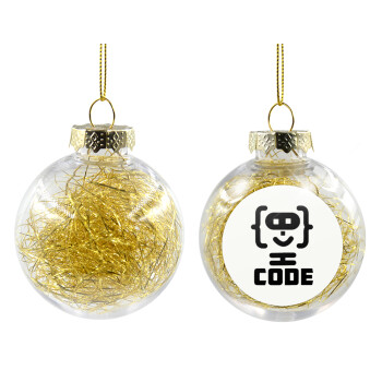 Code Heroes symbol, Χριστουγεννιάτικη μπάλα δένδρου διάφανη με χρυσό γέμισμα 8cm