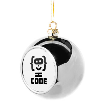 Code Heroes symbol, Χριστουγεννιάτικη μπάλα δένδρου Ασημένια 8cm