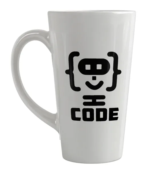 Code Heroes symbol — Large tapered latte mug, ceramic, 450ml
