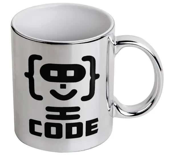 Code Heroes symbol — Κούπα κεραμική, ασημένια καθρέπτης, 330ml