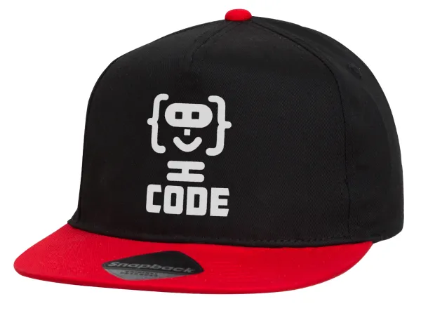 Code Heroes symbol — Καπέλο παιδικό Flat Snapback, Μαύρο/Κόκκινο (100% ΒΑΜΒΑΚΕΡΟ, ΠΑΙΔΙΚΟ, UNISEX, ONE SIZE)