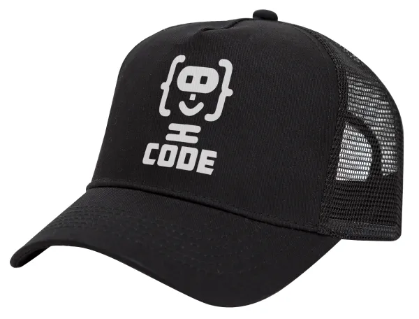 Code Heroes symbol — Trucker Hat with Mesh, Black, (COTTON, KIDS, UNISEX, ONE SIZE)
