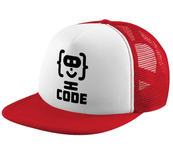 Code Heroes symbol — Καπέλο Ενηλίκων Soft Trucker με Δίχτυ Red/White (POLYESTER, ΕΝΗΛΙΚΩΝ, UNISEX, ONE SIZE)