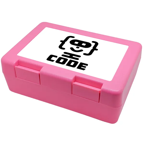 Code Heroes symbol — Παιδικό δοχείο κολατσιού ΡΟΖ 185x128x65mm (BPA free πλαστικό)