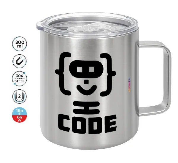 Code Heroes symbol — Double-walled stainless steel mug 300ml with temperature-retaining lid