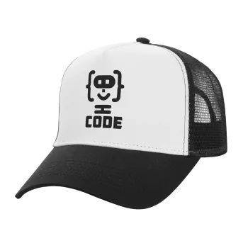 Code Heroes symbol, Καπέλο Ενηλίκων Structured Trucker, με Δίχτυ, ΛΕΥΚΟ/ΜΑΥΡΟ (100% ΒΑΜΒΑΚΕΡΟ, ΕΝΗΛΙΚΩΝ, UNISEX, ONE SIZE)
