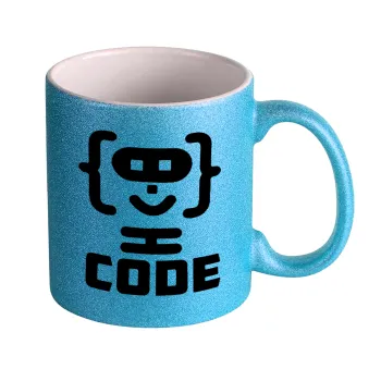 Code Heroes symbol, Κούπα Σιέλ Glitter που γυαλίζει, κεραμική, 330ml