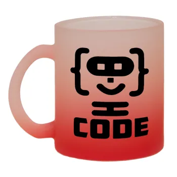 Code Heroes symbol, Κούπα γυάλινη δίχρωμη με βάση το κόκκινο ματ, 330ml