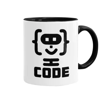 Code Heroes symbol, Κούπα χρωματιστή μαύρη, κεραμική, 330ml