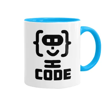 Code Heroes symbol, Κούπα χρωματιστή γαλάζια, κεραμική, 330ml