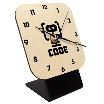 Code Heroes symbol, Επιτραπέζιο ρολόι σε φυσικό ξύλο (10cm)