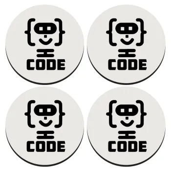 Code Heroes symbol, SET of 4 round wooden coasters (9cm)
