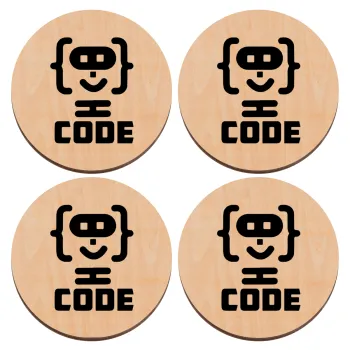 Code Heroes symbol, ΣΕΤ x4 Σουβέρ ξύλινα στρογγυλά plywood (9cm)