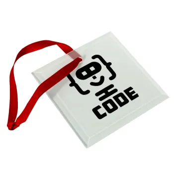 Code Heroes symbol, Christmas ornament, glass square ornament 9x9cm