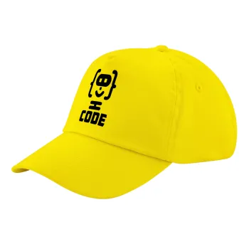 Code Heroes symbol, Καπέλο παιδικό Baseball, 100% Βαμβακερό Twill, Κίτρινο (ΒΑΜΒΑΚΕΡΟ, ΠΑΙΔΙΚΟ, UNISEX, ONE SIZE)