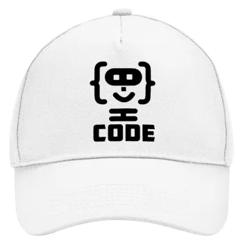 Code Heroes symbol, Adult Baseball Cap, Drill, White (100% COTTON, ADULT, UNISEX, ONE SIZE)