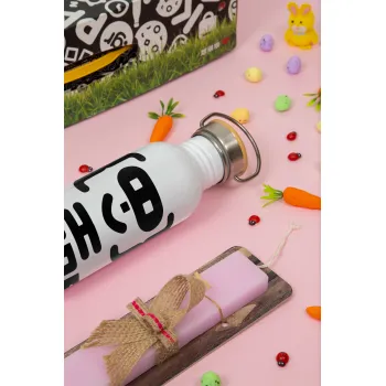 Code Heroes symbol, Easter Set, SS Metallic water bottle (620ml, stainless steel) & scented flat Easter candle (30cm) (PINK)