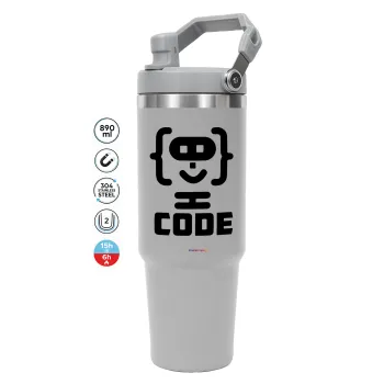 Code Heroes symbol, GREY color, 890ml (30oz) stainless Steel Tumbler with Handle