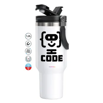 Code Heroes symbol, Mega Stainless steel Tumbler with lid, double wall 1,2L