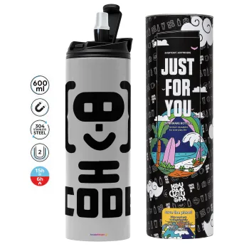 Code Heroes symbol, Tumbler stainless steel GREY 600ml