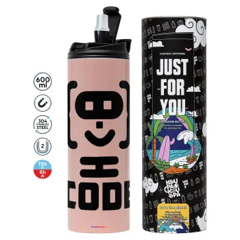 Code Heroes symbol, Tumbler stainless steel PINK 600ml
