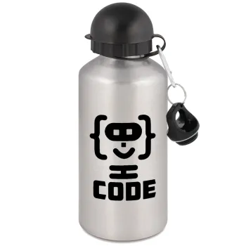 Code Heroes symbol, Μεταλλικό παγούρι νερού, Ασημένιο, αλουμινίου 500ml