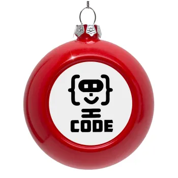 Code Heroes symbol, Red Christmas tree ornament bauble 8cm