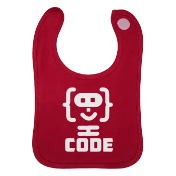 Code Heroes symbol, Σαλιάρα με Σκρατς Κόκκινη 100% Organic Cotton (0-18 months)