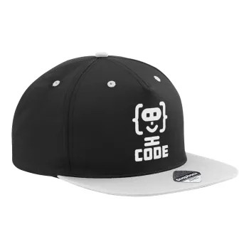Code Heroes symbol, Καπέλο Ενηλίκων Flat Snapback Μαύρο/Γκρι, (100% ΒΑΜΒΑΚΕΡΟ TWILL, ΕΝΗΛΙΚΩΝ, UNISEX, ONE SIZE)