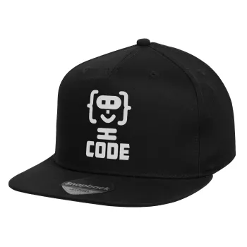 Code Heroes symbol, Καπέλο παιδικό Flat Snapback, Μαύρο (100% ΒΑΜΒΑΚΕΡΟ, ΠΑΙΔΙΚΟ, UNISEX, ONE SIZE)